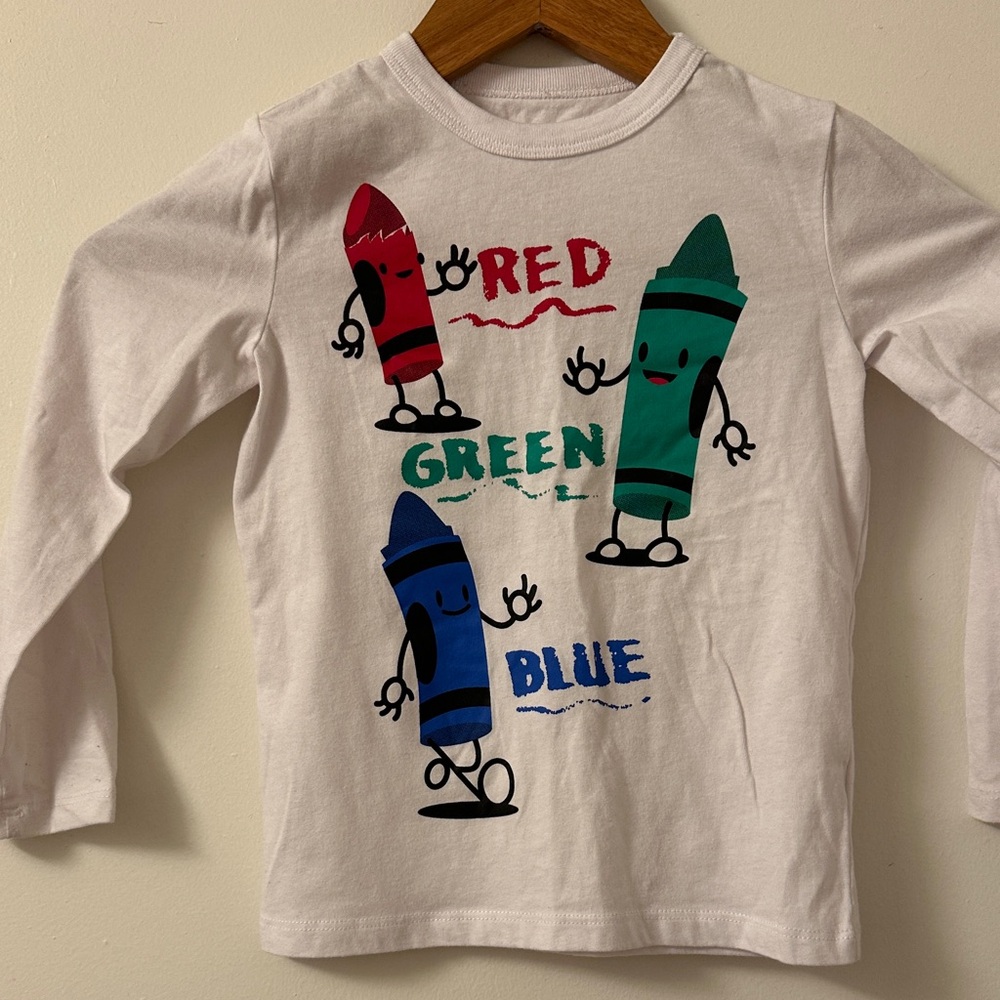 The Children's Place White Long-Sleeve Crayon Graphic Tee - Red Green Blue